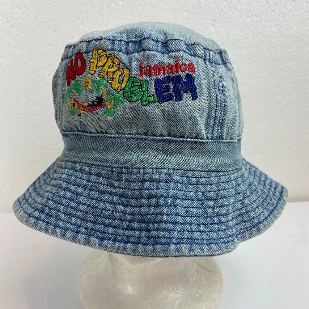 Vintage Denim Panama Cap Hat Jamaica